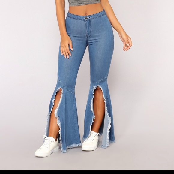 ripped flare jeans